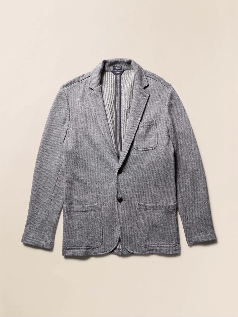 Faherty Gray Knit Sport Coat - Textured Single-Breast